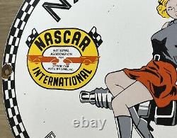 Vintage Nascar Raceway Porcelain Sign Gas Station Pump Motor Oil Service