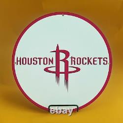 Vintage Nba Houston Rockets Porcelain Richlube Gas Service Station Pump Sign