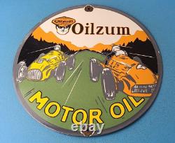 Vintage Oilzum Gasoline Porcelain Gas & Motor Oil Service Station Pump Sign