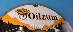 Vintage Oilzum Gasoline Porcelain Gas & Motor Oil Service Station Pump Sign