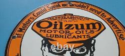 Vintage Oilzum Gasoline Porcelain Gas Oil Service Station Pump Plate Ad Sign