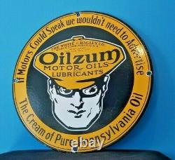 Vintage Oilzum Gasoline Porcelain Gas Service Station Pump Plate Motor Oil Sign