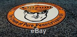 Vintage Oilzum Gasoline Porcelain Sign Gas Metal Service Station Pump Plate Ad