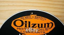 Vintage Oilzum Gasoline Porcelain Sign Gas Oil Pump Plate Service Station Motor