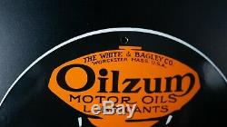 Vintage Oilzum Gasoline Porcelain Sign Gas Oil Pump Plate Service Station Motor