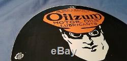 Vintage Oilzum Porcelain Gas Oil Pump Plate Service Station Ford Chevy Sign