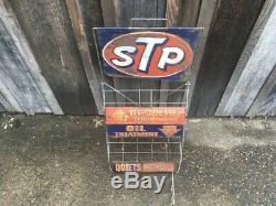 Vintage Original 1960s STP Motor Oil Can Display Gas Service Station Rack Sign