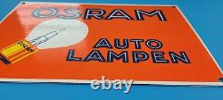 Vintage Osram Porcelain Gas Electric Auto Lampen Gas Service Station Pump Sign