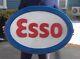 Vintage Oval Embossed Self Framed Esso Motor Oil Gas Service Station Trade Sign