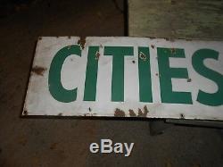 Vintage PORCELAIN CITIES SERVICE PRODUCTS OIL Advertising OLD GAS STATION SIGN