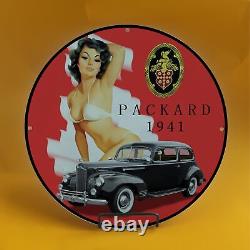 Vintage Packard 1941 Gasoline Porcelain Gas Service Station Auto Pump Plate Sign