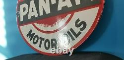 Vintage Pan-am Gasoline Porcelain Gas Auto Oil Service Station Pump Plate Sign