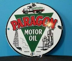 Vintage Paragon Gasoline Porcelain Gas Service Station Refinery Pump Plate Sign