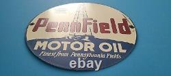 Vintage Penn Field Porcelain Gas Service Station Pump Plate Motor Gasoline Sign