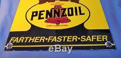 Vintage Pennzoil Gasoline Porcelain Gas Oil Lube Service Station Pump Plate Sign