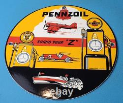 Vintage Pennzoil Gasoline Porcelain Sound Your Z Gas Service Station Pump Sign