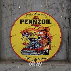 Vintage Pennzoil Motor Oil Porcelain Service Gas Pump Station Man Cave Sign 12'
