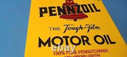 Vintage Pennzoil Motor Oils Porcelain Metal Gas Service Station Pump Plate Sign