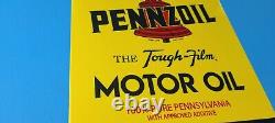 Vintage Pennzoil Motor Oils Porcelain Metal Gas Service Station Pump Plate Sign