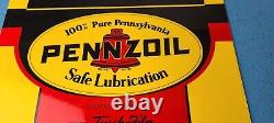 Vintage Pennzoil Motor Oils Porcelain Metal Gas Service Station Pump Sign