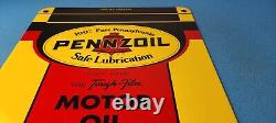 Vintage Pennzoil Motor Oils Porcelain Metal Gas Service Station Pump Sign