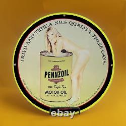 Vintage Pennzoil Motoroil Gasoline Porcelain Gas Service Station Pump Plate Sign