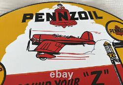 Vintage Pennzoil Porcelain Service Sign, Gas Station, Pump Plate, Motor Oil
