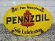 Vintage Pennzoil Porcelain Sign Gas Station Motor Oil Garage Service Oval Hanger