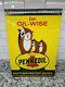 Vintage Pennzoil Porcelain Sign Owl Wise Gas Station Oil Garage Service Plaque