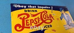 Vintage Pepsi Cola Porcelain Gas Service Station Pump Plate Soda Sign
