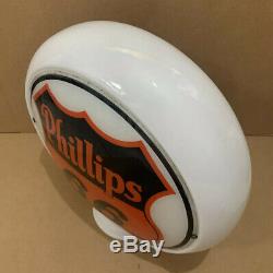 Vintage Phillips 66 Gas Pump Globe Light Glass Lens Service Station Sign Oil