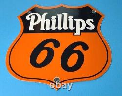 Vintage Phillips 66 Gasoline Porcelain Gas & Oil Service Station Pump Plate Sign