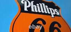 Vintage Phillips 66 Gasoline Porcelain Gas & Oil Service Station Pump Plate Sign