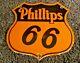 Vintage Phillips Gasoline Porcelain Gas Motor Service Station Pump Plate Ad Sign