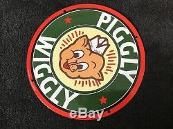 Vintage Piggly Wiggly Porcelain Sign Gas Oil Service Station Pump Plate Rare