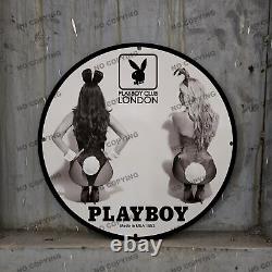 Vintage Playboy Pinup 2 Girl Gray1853 Porcelain Service Station Gas Pump 12sign