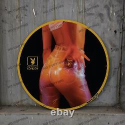 Vintage Playboy Pinup Girl Yellow Sex Porcelain Service Station Gas Pump 12sign