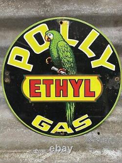 Vintage Polly Gasoline Porcelain Sign Gas Station Service Advertising Ethyl Pump