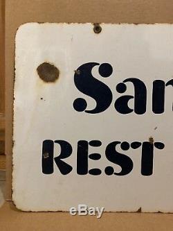 Vintage Porcelain Sanitary Rest Rooms Sign Gulf Gas Service Station Men Ladies