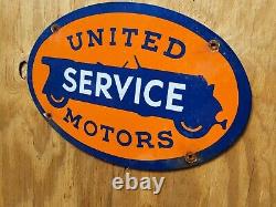 Vintage Porcelain United Motors Sign Gas Station Oil Garage Service British Uk