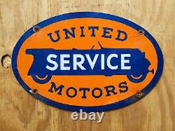 Vintage Porcelain United Motors Sign Gas Station Oil Garage Service British Uk