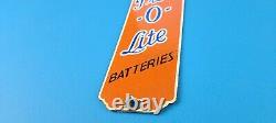 Vintage Prestolite Batteries Porcelain Gas Service Station Pump Door Push Sign