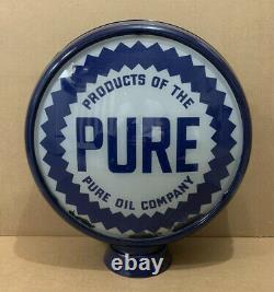 Vintage Pure Gas Pump Globe Glass Original Service Station Garage Ethyl Sign Top