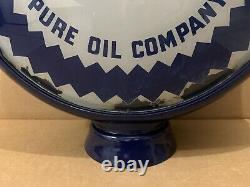 Vintage Pure Gas Pump Globe Glass Original Service Station Garage Ethyl Sign Top