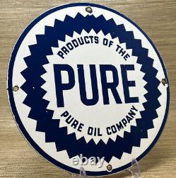 Vintage Pure Gasoline Porcelain Sign Gas Station Pump Plate Motor Oil Service