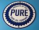 Vintage Pure Oil Co Sign Texas Gas Service Station Pump Plate Porcelain Sign