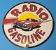 Vintage Radio Gasoline Porcelain Gas Service Station Petro Chevy Pump Plate Sign