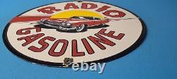 Vintage Radio Gasoline Porcelain Gas Service Station Petro Chevy Pump Plate Sign