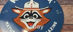 Vintage Ranger Rick Porcelain Nature Wildlife Gas Service Station Pump Sign