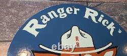 Vintage Ranger Rick Porcelain Nature Wildlife Gas Service Station Pump Sign